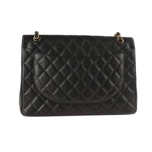 Double Flap Classic Maxi Black Leather Shoulder Bag - Picture 3 of 11